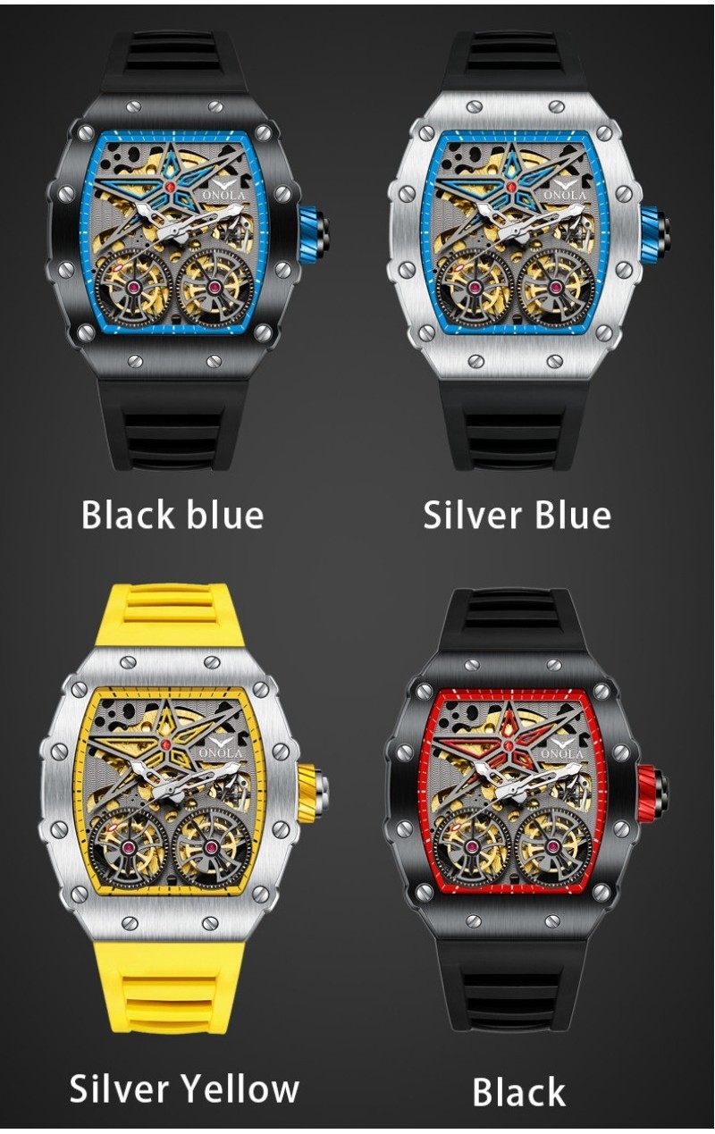 ONOLA Luxury Double Rotating Flywheel Clock Fashionable Hollow Night ...