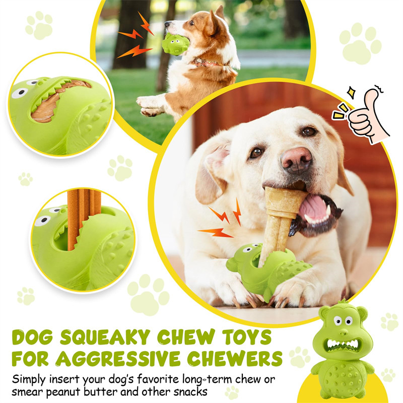 Benepaw Durable Dog Chew Toy for Aggressive Chewers Rubber Fetch Squeaky  Fillable Design with Milk Flavor Safe Eco Friendly Interactive Toy for  Large