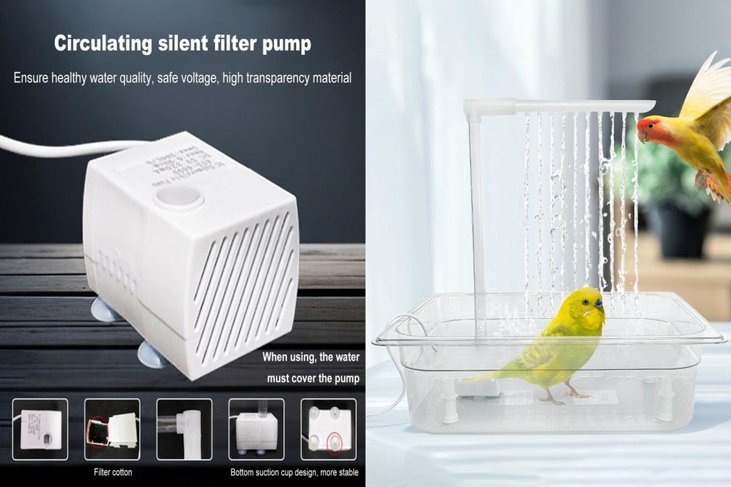Photo inspiration: Visual Reference: Kddt Automatic Bird Bath Parrot Bathtub Usb Powered Bird Fountain