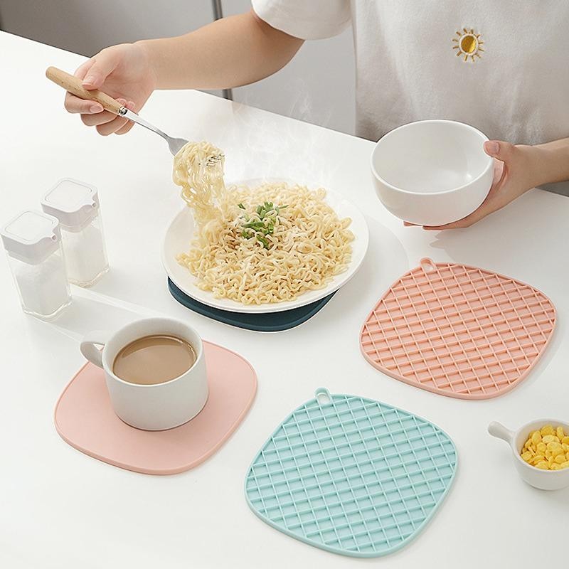 Coaster Heat Insulation Pad Bowl Mat Anti-Slip Silicone Coasters ...