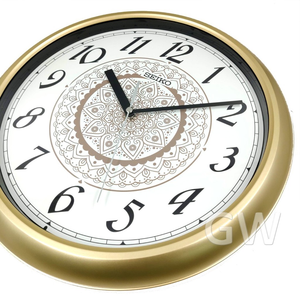 100% ORIGINAL SEIKO Quartz Batik Pattern Gold Black Wall Clock QHA018 ...