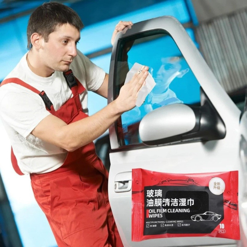 100pcs/10pack Glass Stain Remover Cleaning Wipes 玻璃油膜去除湿巾 镀膜湿巾 Car