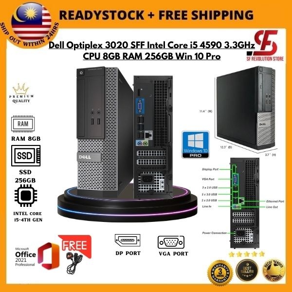 Dell Optiplex 3020 SFF Intel Core i5 4590 CPU 8GB RAM 256GB