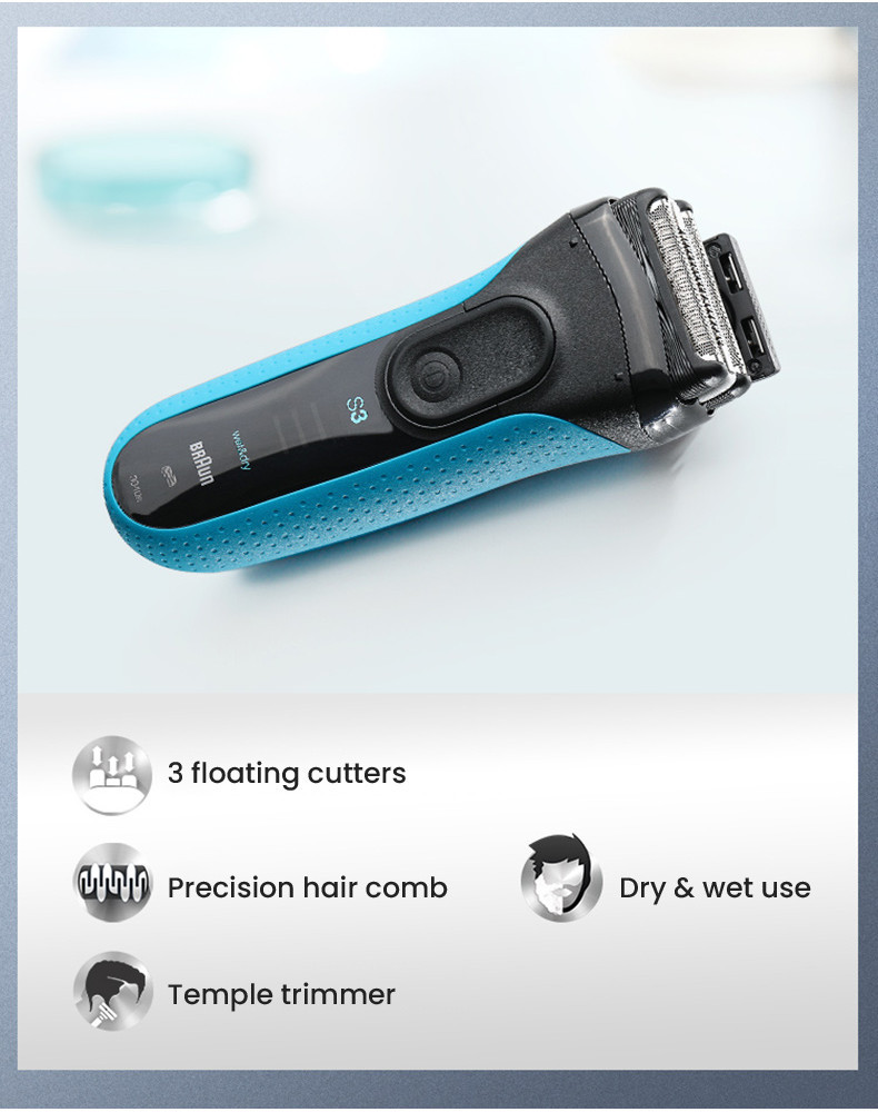 Braun S3 3040s Electric Shaver Men's Shaver Triple Blade Rechargeable ...
