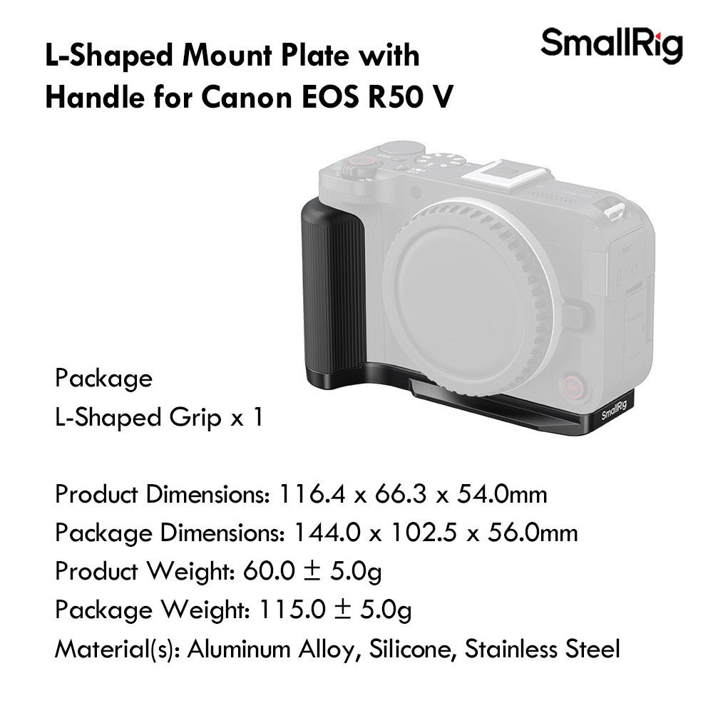SmallRig L-Shaped Mount Plate With Handle For Canon EOS R50 V (Black ...
