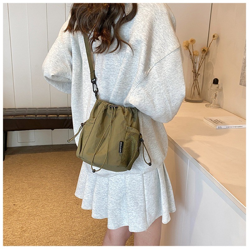 LABER LEE Drawstring Bucket Bag Nylon Crossbody Bag Casual Shoulder ...