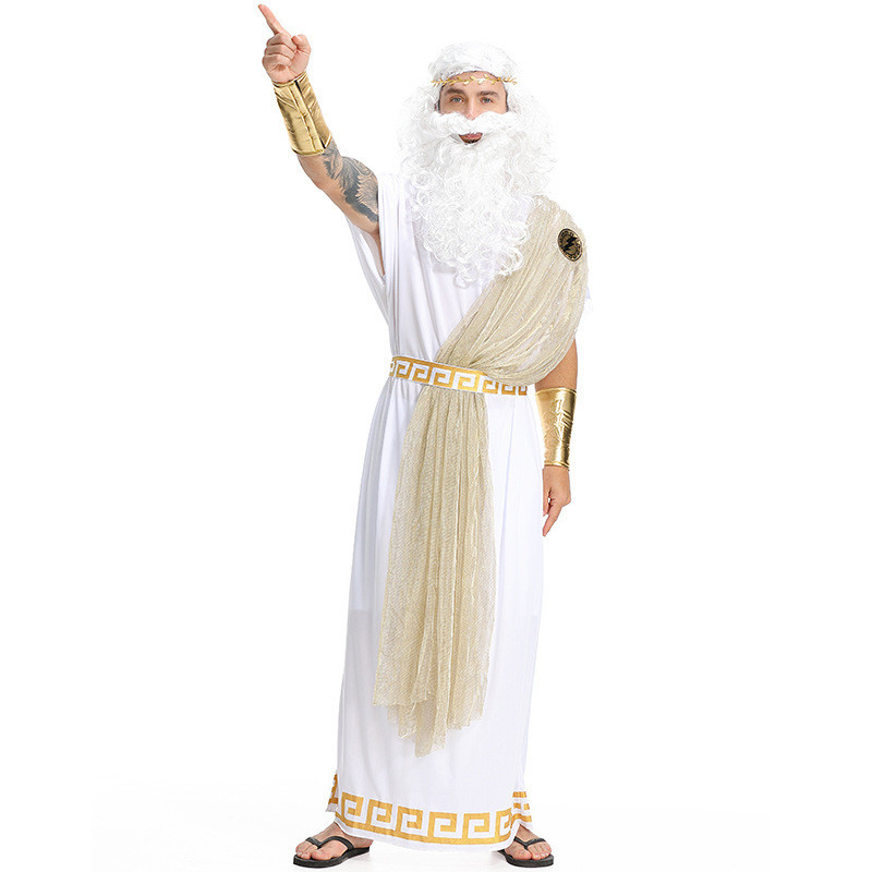 Greek Legend Ancient Greece God Zeus Cosplay Costume Rome White Golden ...