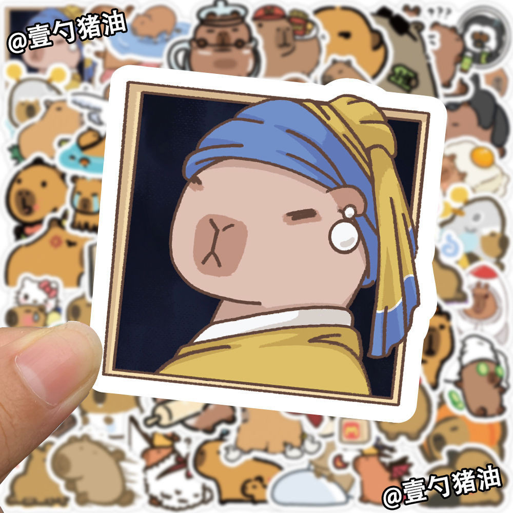 Capybara Cute stickers 200pcs ins风可爱贴纸 卡皮巴拉水豚贴纸爆款高颜值动物diy装饰手机壳防水贴画 手帐贴纸 ...