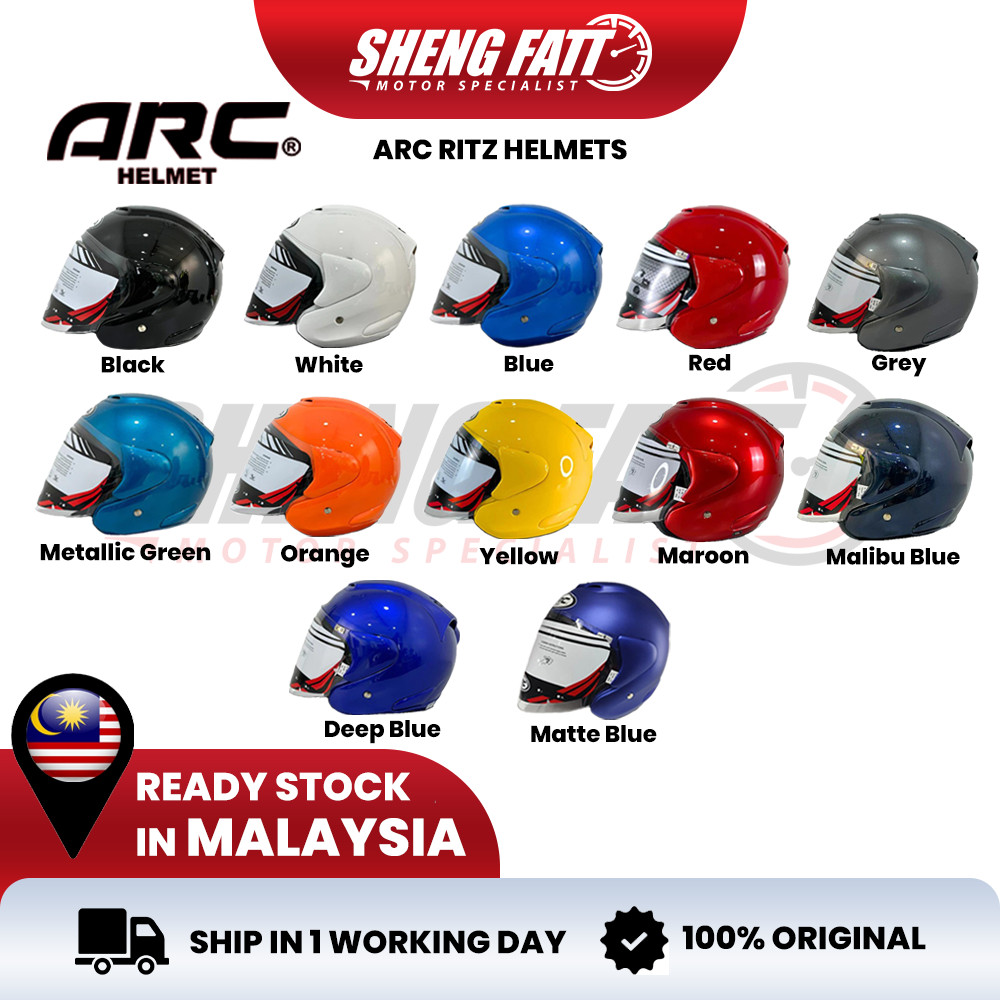 ARC RITZ HELMET Motor With Visor Topi Keledar Keselamatan Helmet Open ...