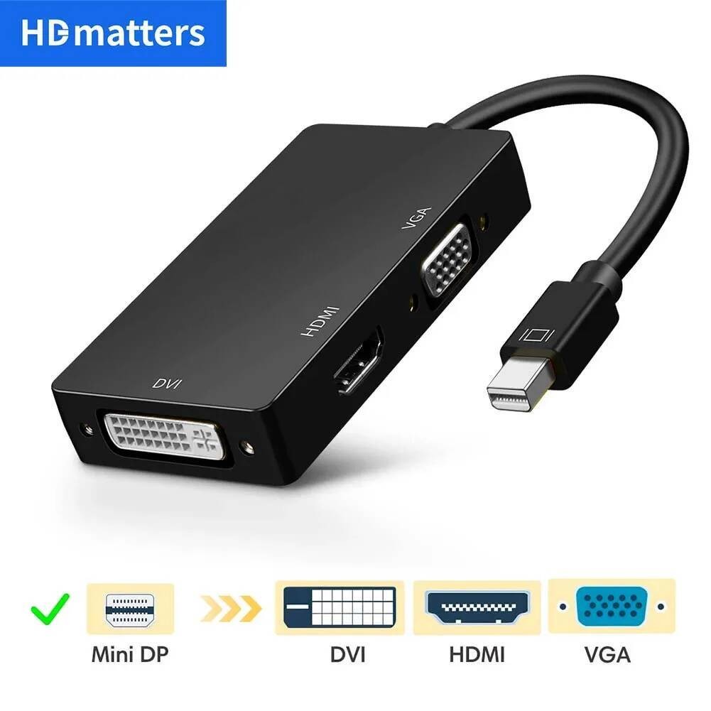 Mini DisplayPort to HDMI 4K VGA DVI adapter cable 3-in-1 1080P ...