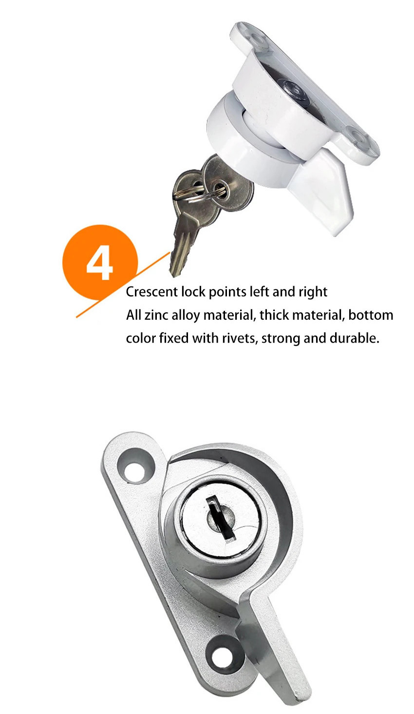 Zinc Alloy Sliding Window Locks Set - Crescent Lock with Key for ...