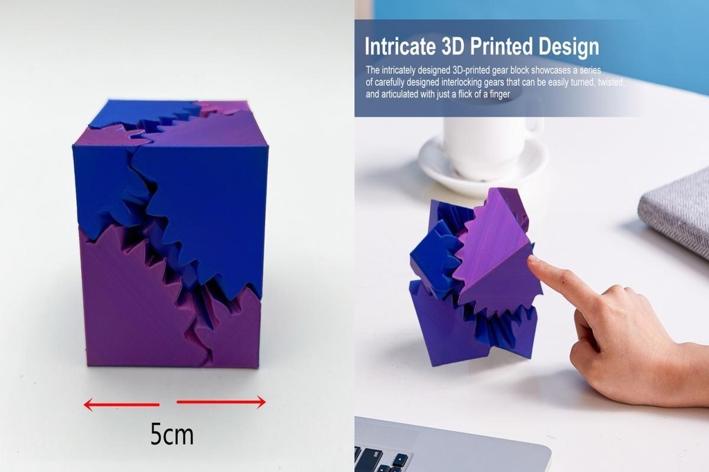 FA| Gear Cube Toy Lightweight Spin Cube Portable 3d Printed Gear Cube ...