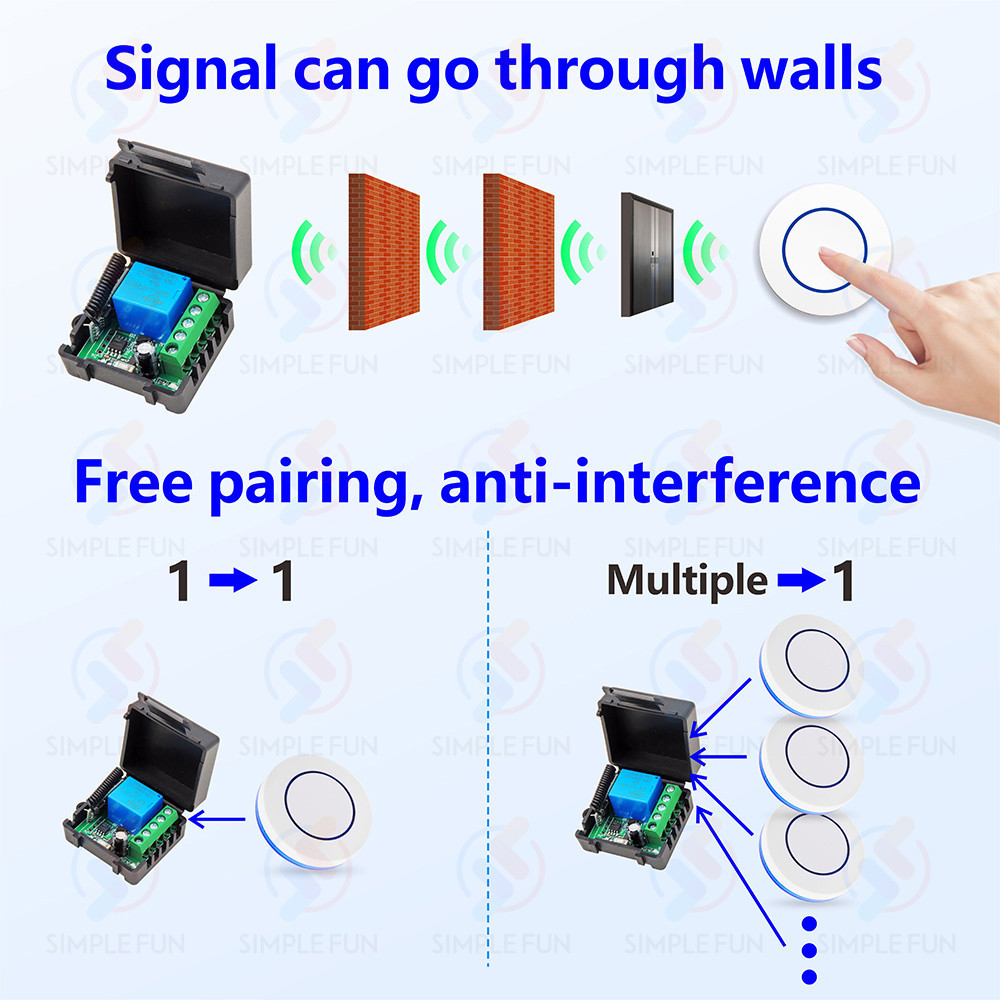 433Mhz Universal Wireless Remote Control Switch DC 12V 10A Relay,Mini ...