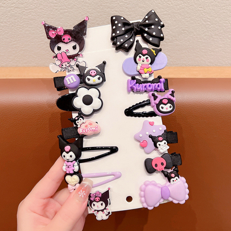 [READY STOCK] 14Pcs/Set Kuromi Hair Clips Kuromi Hair Pins Kuromi Hair