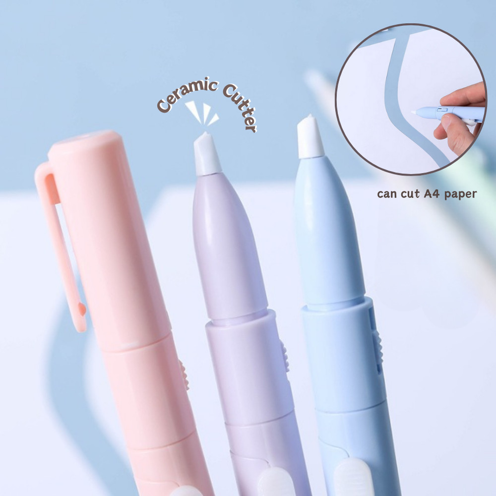 Pen-sized Scissors Ceramic Cutter 2 in 1 Mini Scissor Portable Paper ...