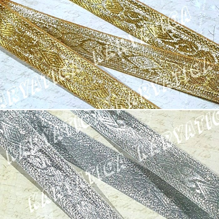 Lace/ribbon Robe 1 Inch 506 Gold/Silver Color (15 Meters) | Shopee Malaysia