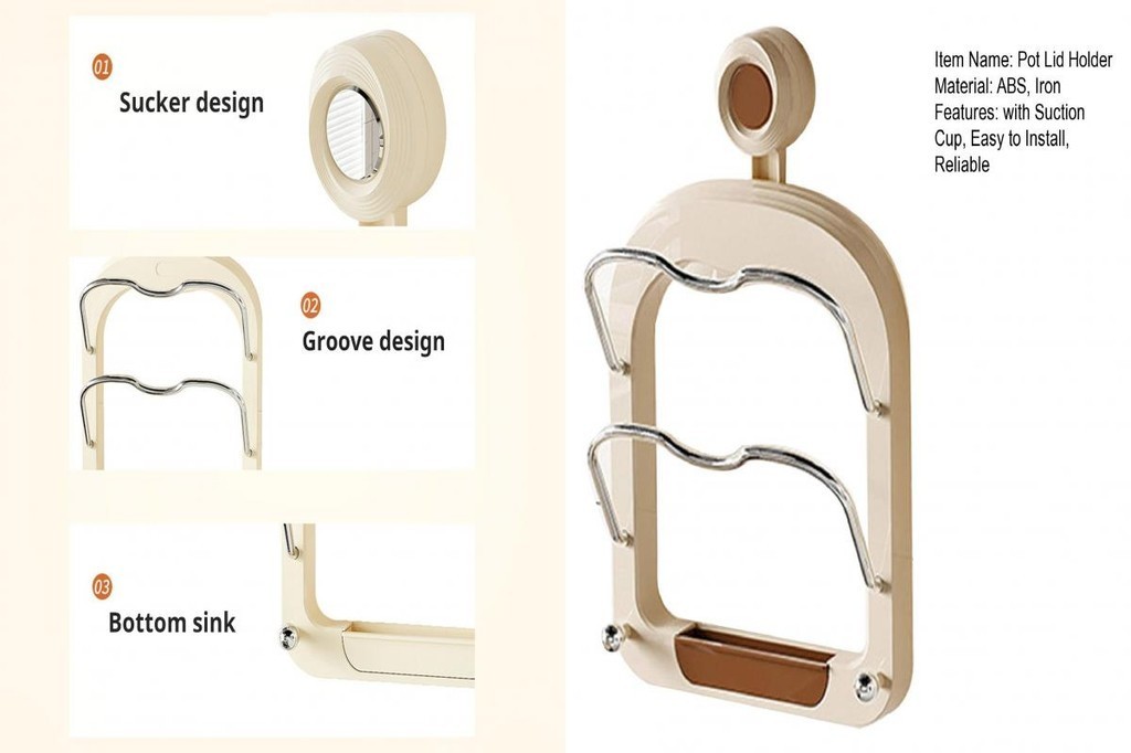 CHEER U-shaped Pot Lid Rack Multi-layer Wall Mounted Pot Lid Holder ...