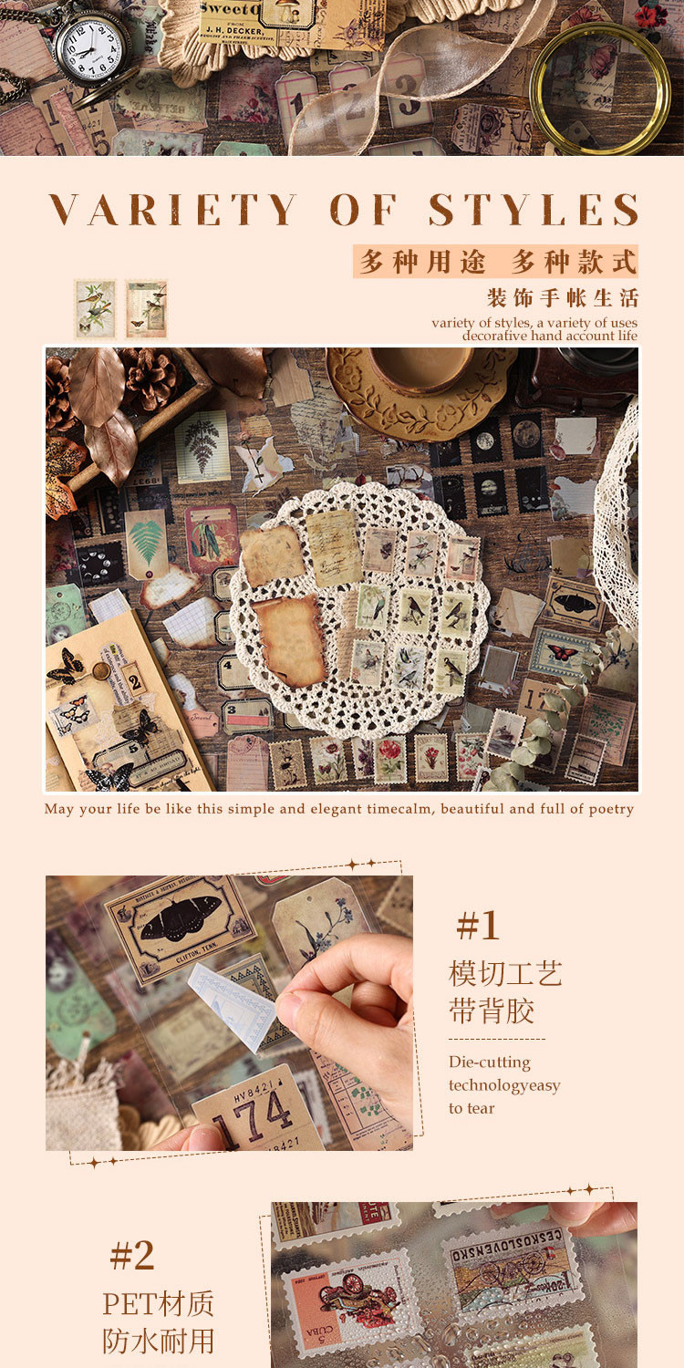 Journamm 20 PCS Vintage Stickers Books PET Materials DIY Scrapbooking ...