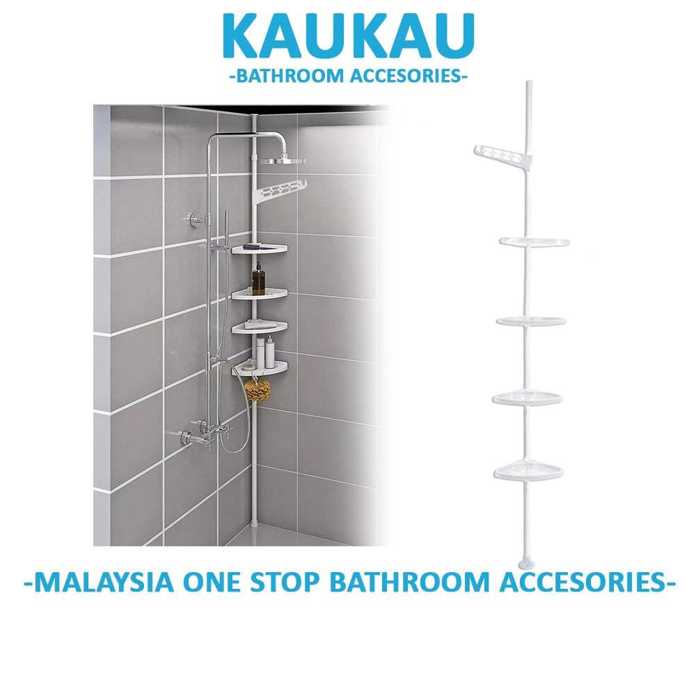 KAUKAU Adjustable 4 Tier Bathroom Corner Rack Organizer Toilet Shampoo ...