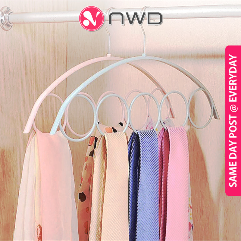 𝟱 𝗛𝗢𝗟𝗘𝗦 》 Scarf Tie Hanger Storage Clothes Belt Holder Wide Shoulder ...