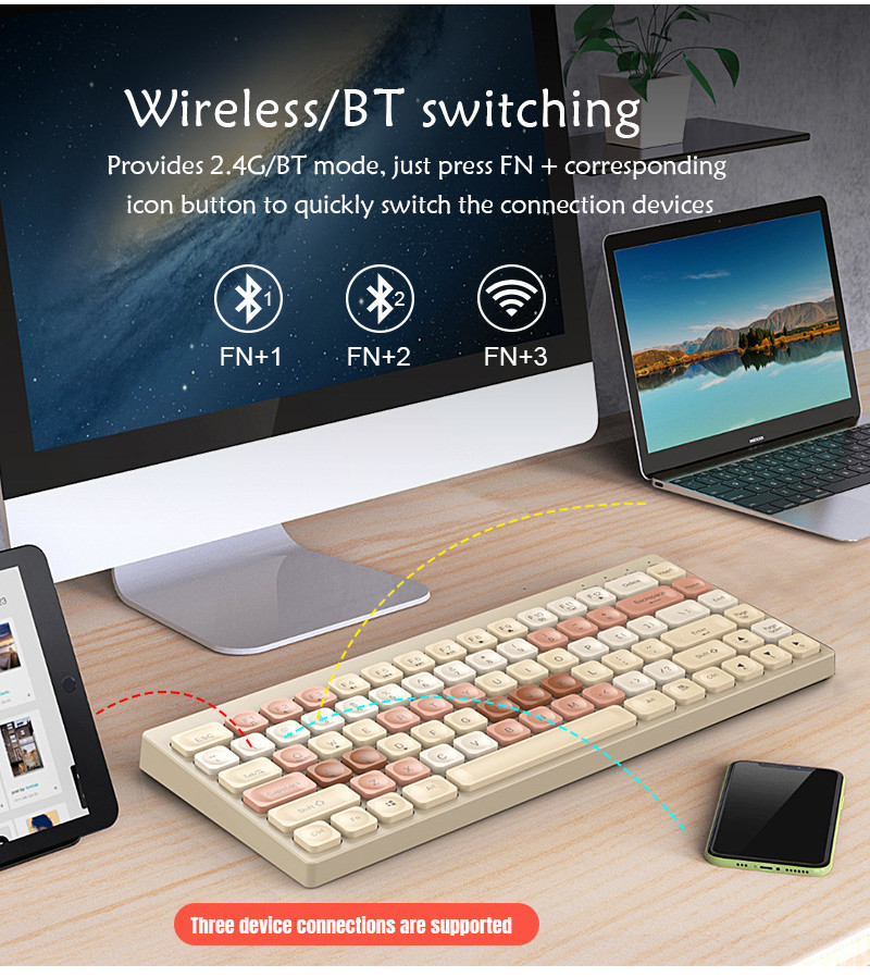 Cartoon Silent Wireless Mouse Keyboard Set 2.4G Receiver Bluetooth Plug