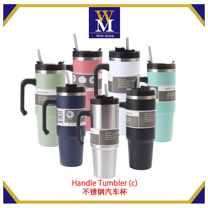 Ready Stock🔥Handle Tumbler 304 Stainless Steel Handheld Thermos Cup Mug ...