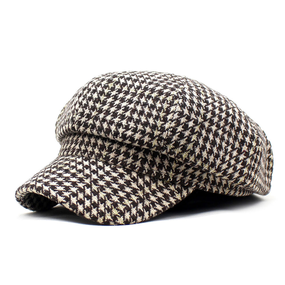 Newsboy Cap Plaid Octagonal Hats For Women Men Classic Vintage Beret ...