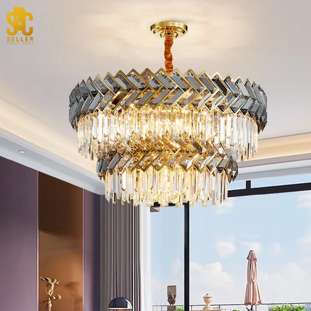 【SDC】 Luxury Chandelier Crystal Modern Style Lampu Kristal Lampu Siling ...