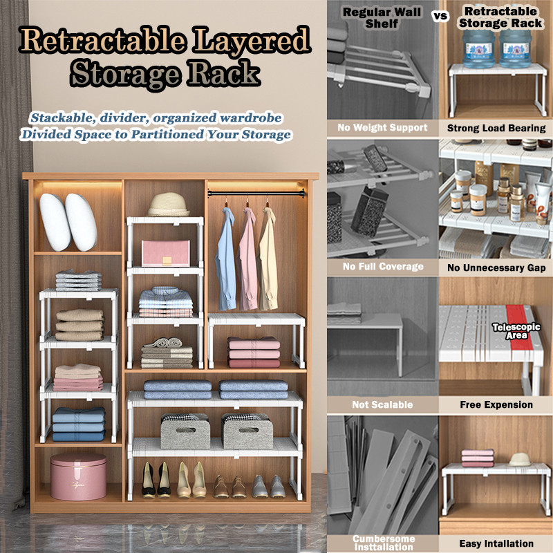 SKplus Wardrobe Layered Partition Extendable Stackable Nail Free ...