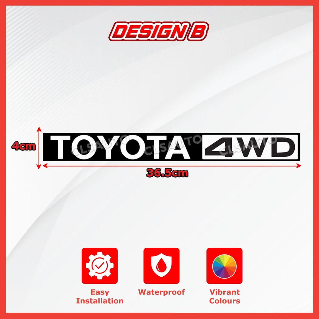 Toyota Car Sticker 500kg Max Load Capacity 4WD Automotive Waterproof ...