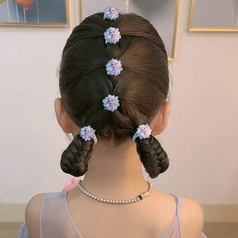 ((10 Pcs) Blue Princess Elsa Hair Tie Girl Sweet Cute Cartoon Pink ...
