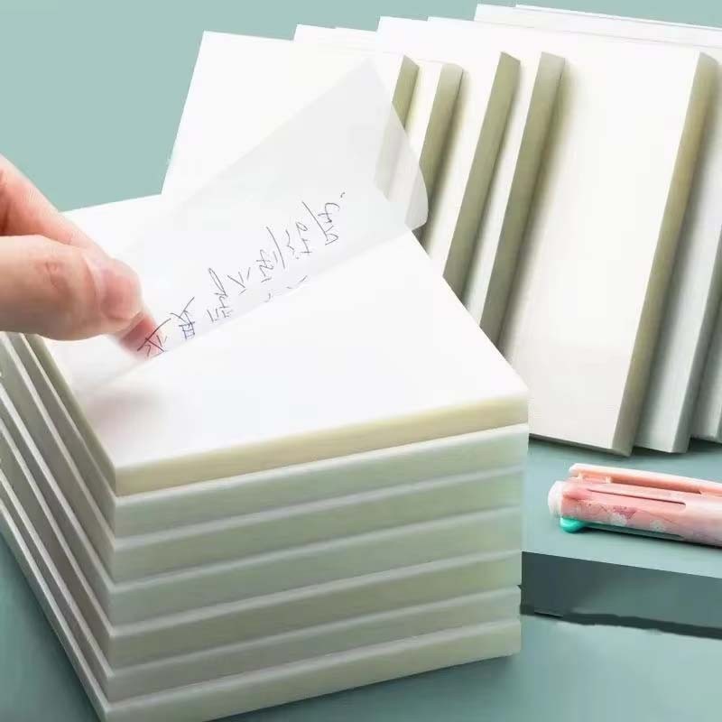 50 Sheets Transparent Sticky Notes Waterproof Clear PET Memo Note Pad ...