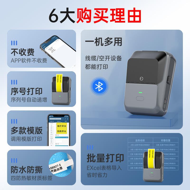 Intelligent label machine/// Detong P2 Communication Room Cable Label ...