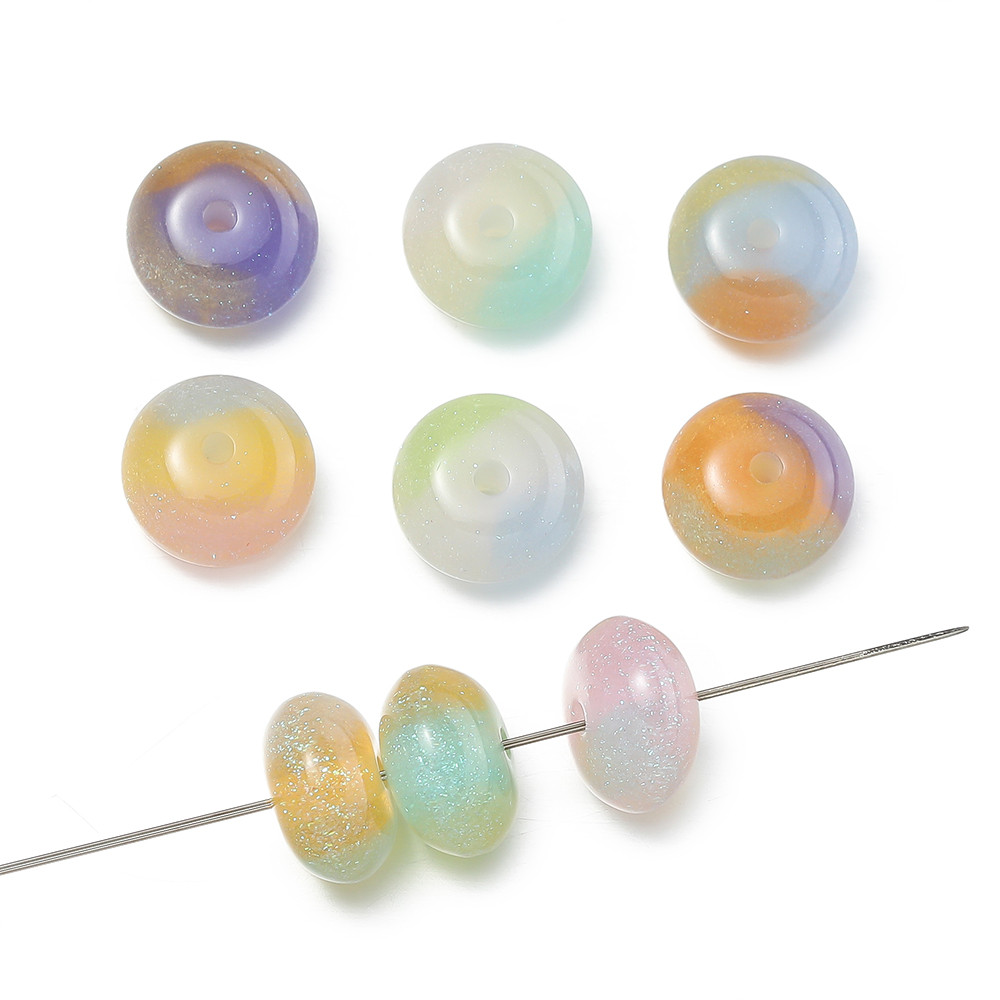 St. kunkka 10Pcs Two-Color Round Resin Beads Colorful Gradient Flat ...