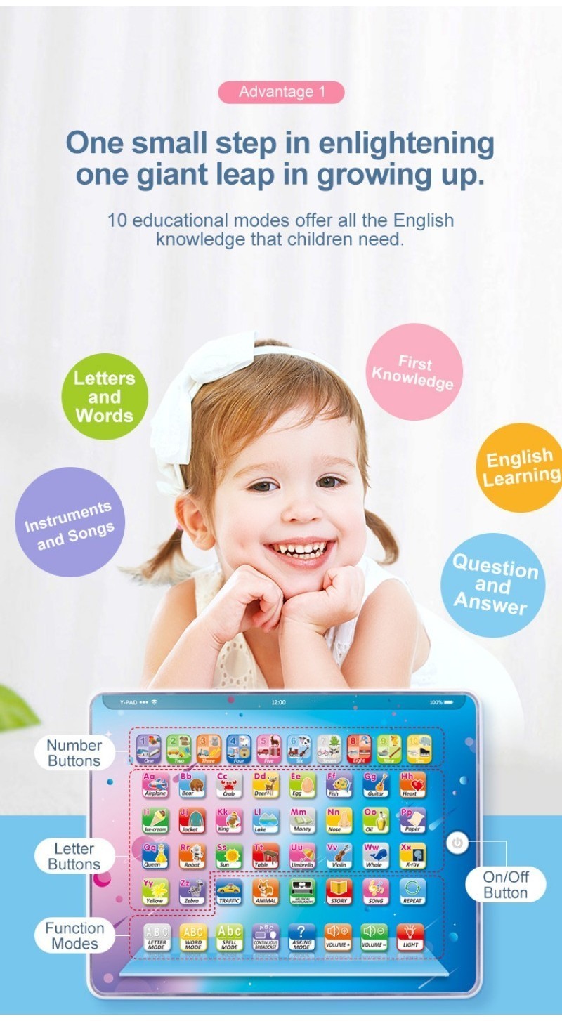 Learning Tablet Educational Toys for Kids Abc Story Laptop Pad Toy ...