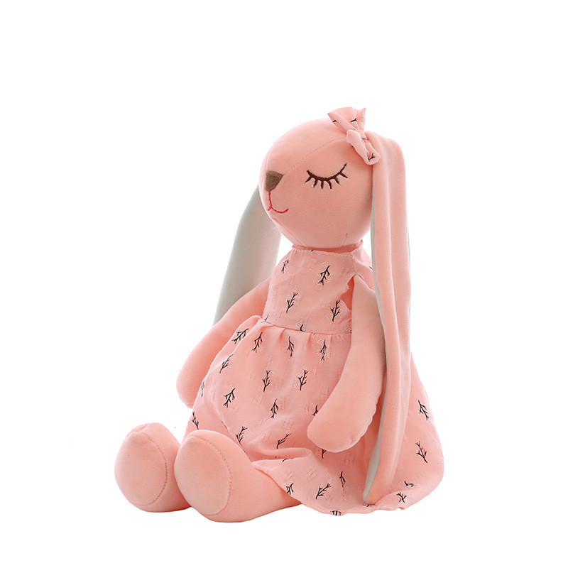 Soft Adorable And Pink Rabbit Plush Doll Long-eared Stuffed Bunny ...