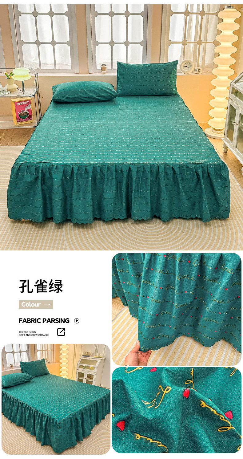 Rainbow Pattern murah cadar Bed Skirt Brushed Bed Sheet Cover Bedspread ...