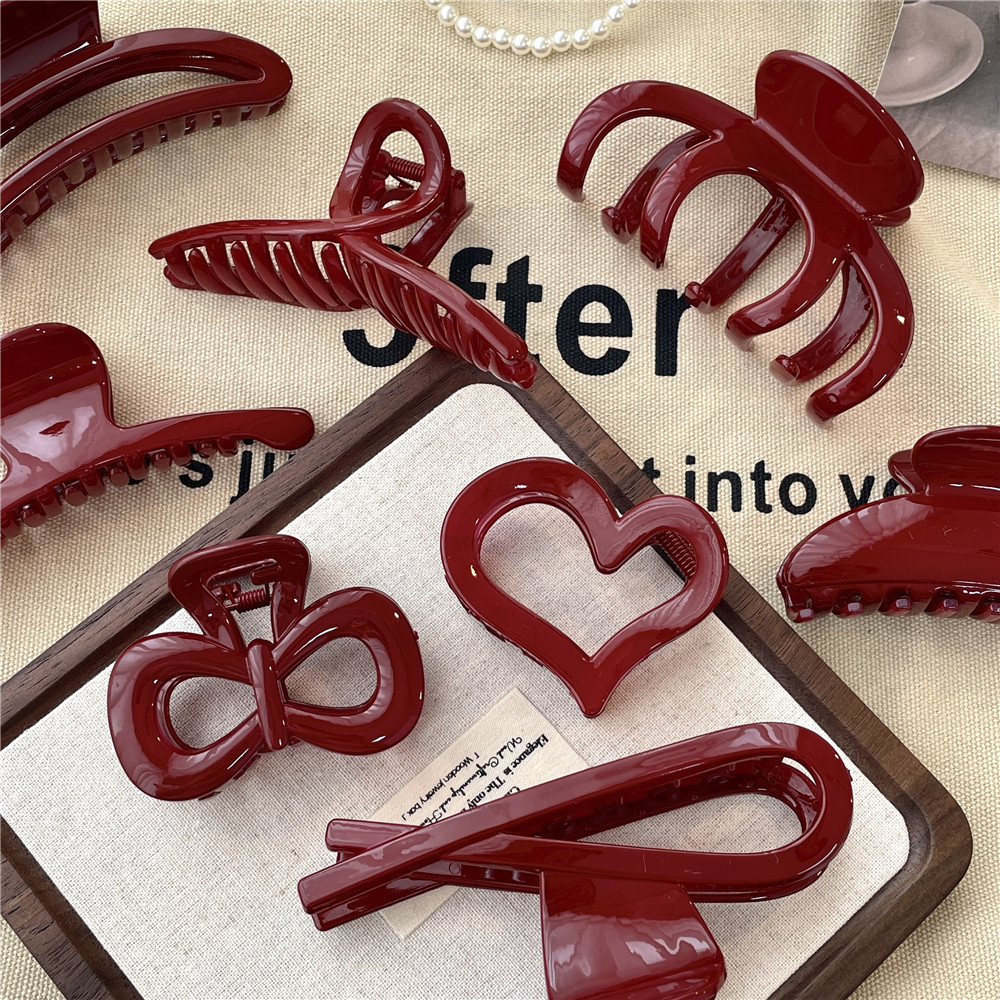 French Retro Red Simple Hair clip Shark Hairpin Hair Accessories ...