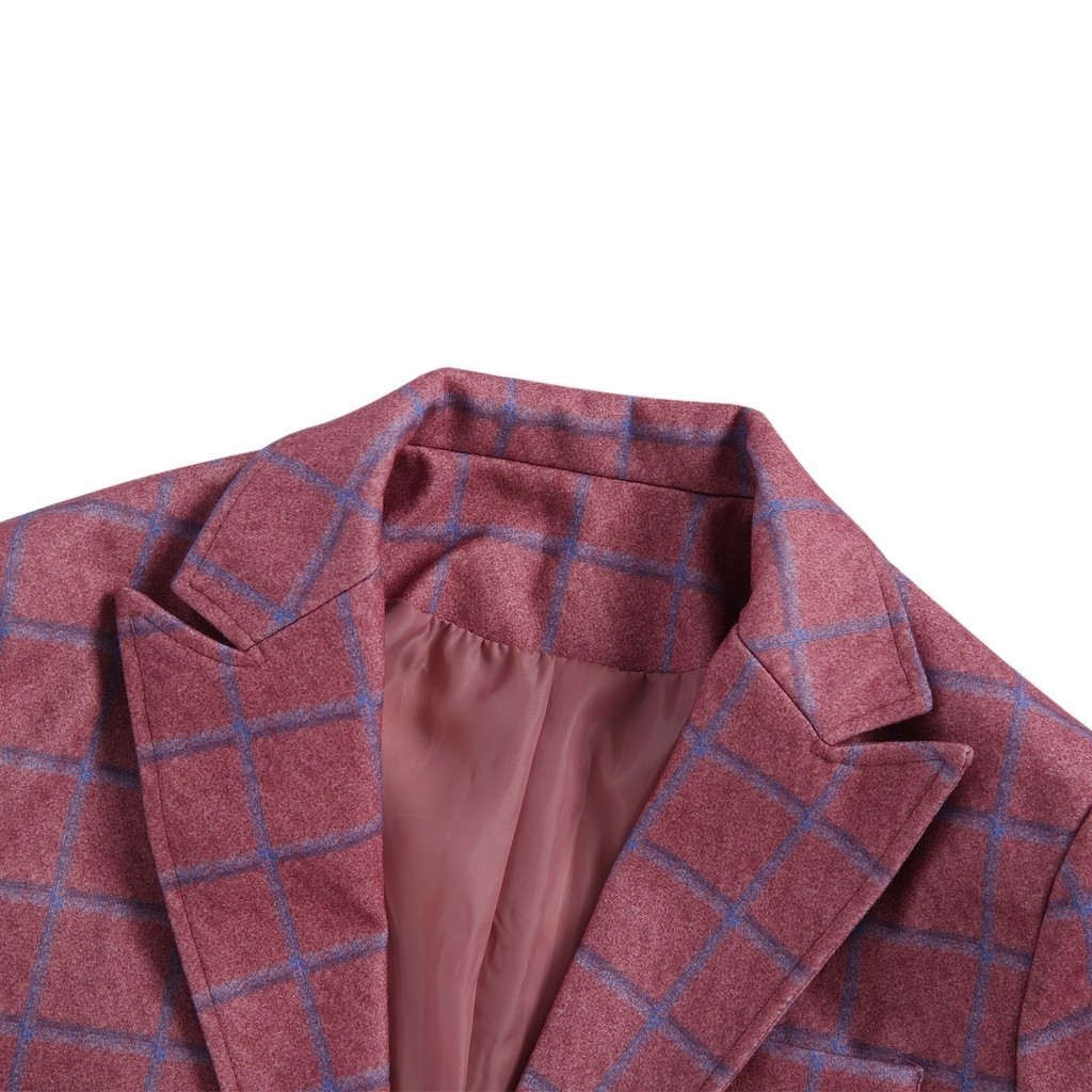 Fashion Lapel Long Sleeve Casual Plaid Suit Jacket