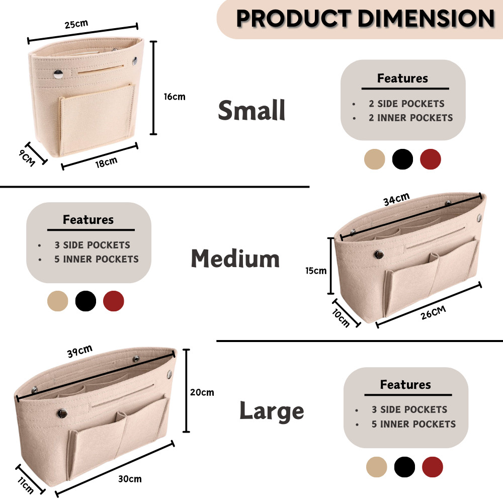 Felt Insert Bag Women Bag Organizer Handbag Inner Pocket Purse ...