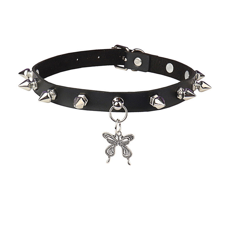 Punk Gothic Rivet Choker Leather Necklace main image 1