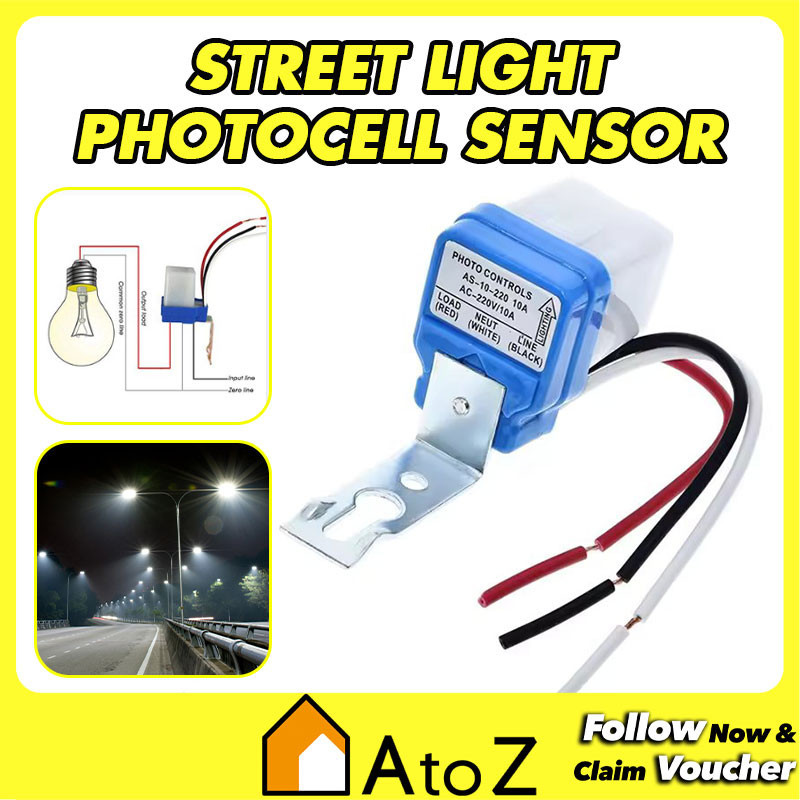 AC 240V 220V 10A Photo Sensor Lampu Jalan Sensor Photo Switch Automatic ...
