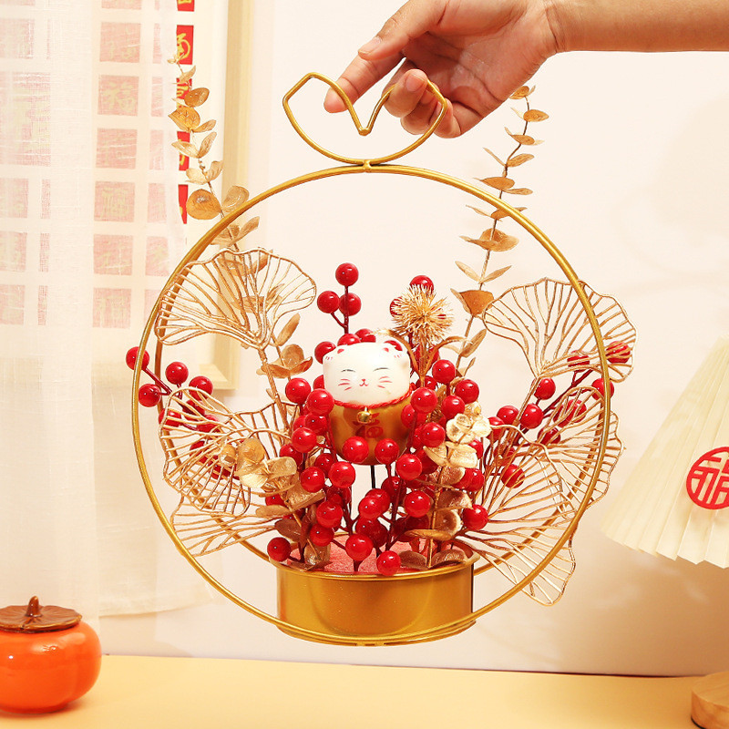 新年裝飾2025 Ins Red Pulp Rich Fruit Simulation Flower Desktop Decoration ...