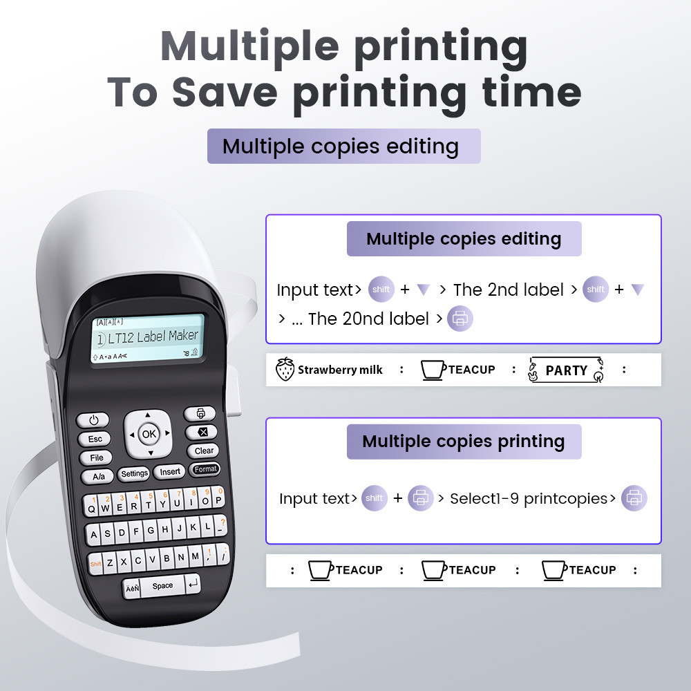 LT12 Label Maker Portable Inkless Label Printer Bluetooth Handheld ...