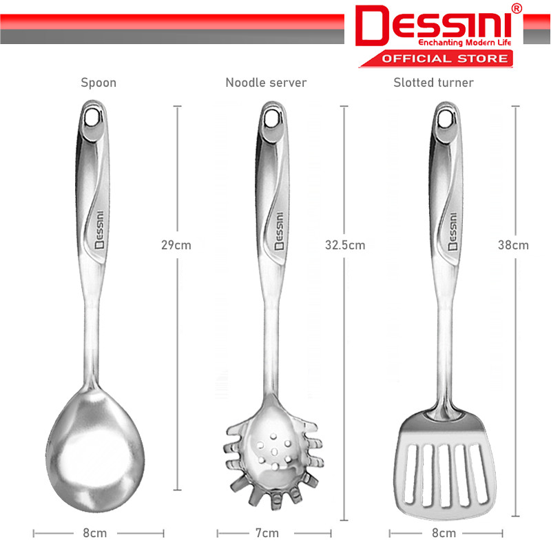 DESSINI ITALY 304 Stainless Steel Utensil Slotted Turner Spoon Skimmer ...