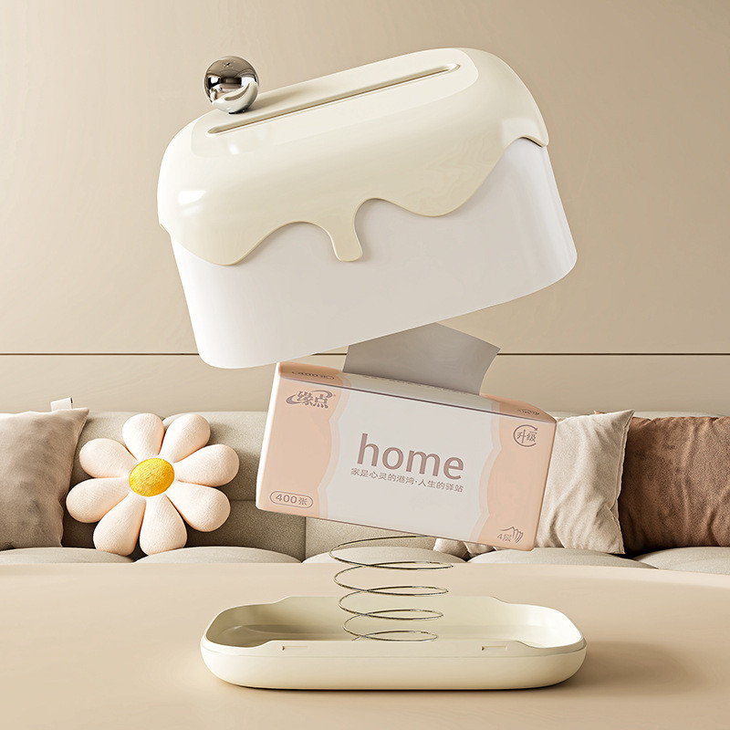 Tissue Box with Bottom Spring Paper Storage Holder Dining Room Desktop ...