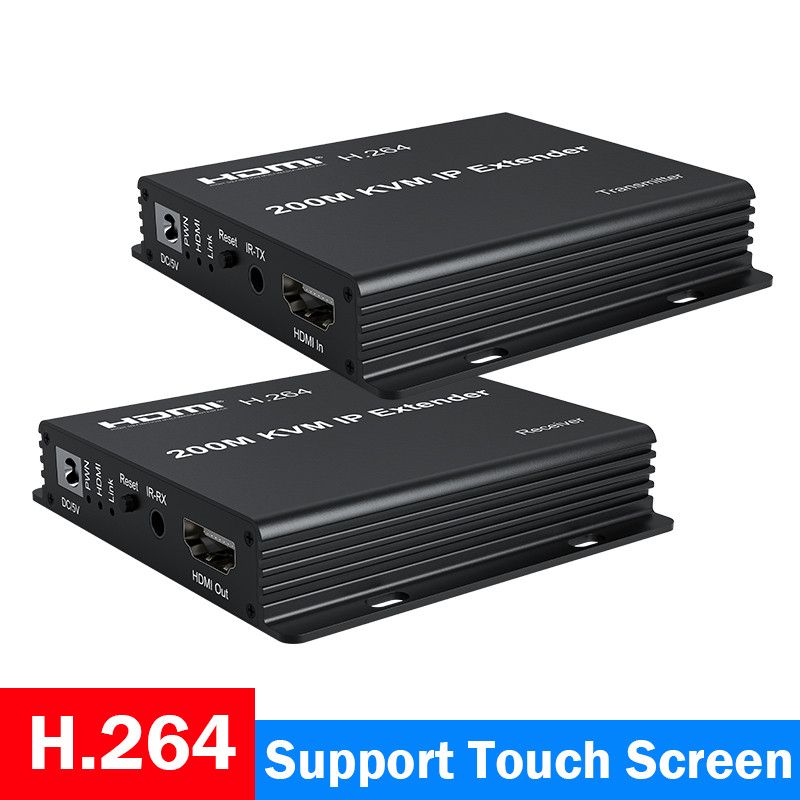200M HDMI KVM IP Extender, via RJ45 Cat5e/6 1080P HDMI USB KVM Ethernet Extender één te veel Gigabit Switch voor PC DVR Loptop Ondersteuning Muis Keyboard (TX RX
