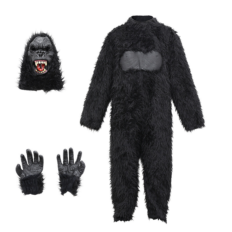 MYLITTLELASS Adult Gorilla Costume Full Body Hairy Jumpsuit with Mask ...