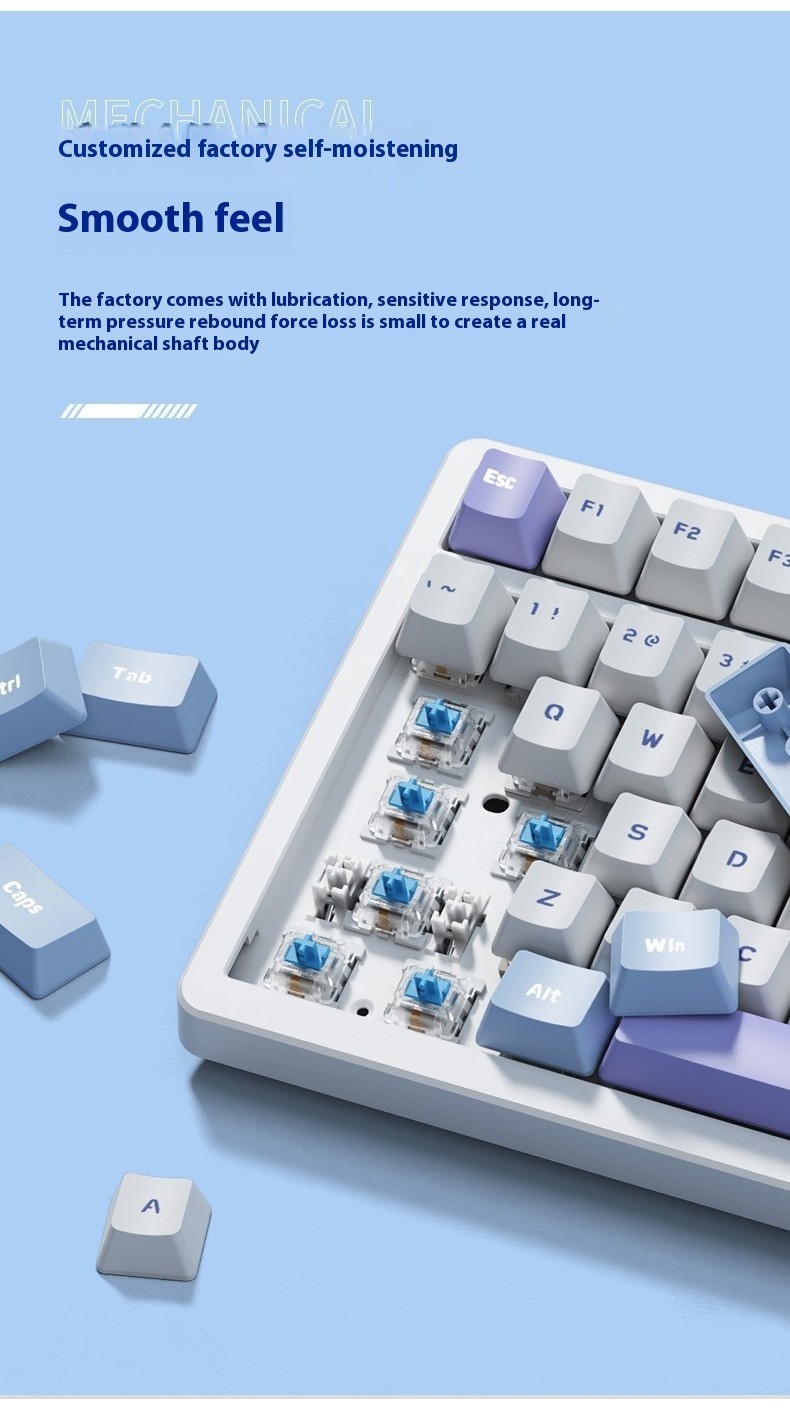 NJ80 Real Mechanical Keyboard Black Tea Axis 98 Key Layout Wired ...