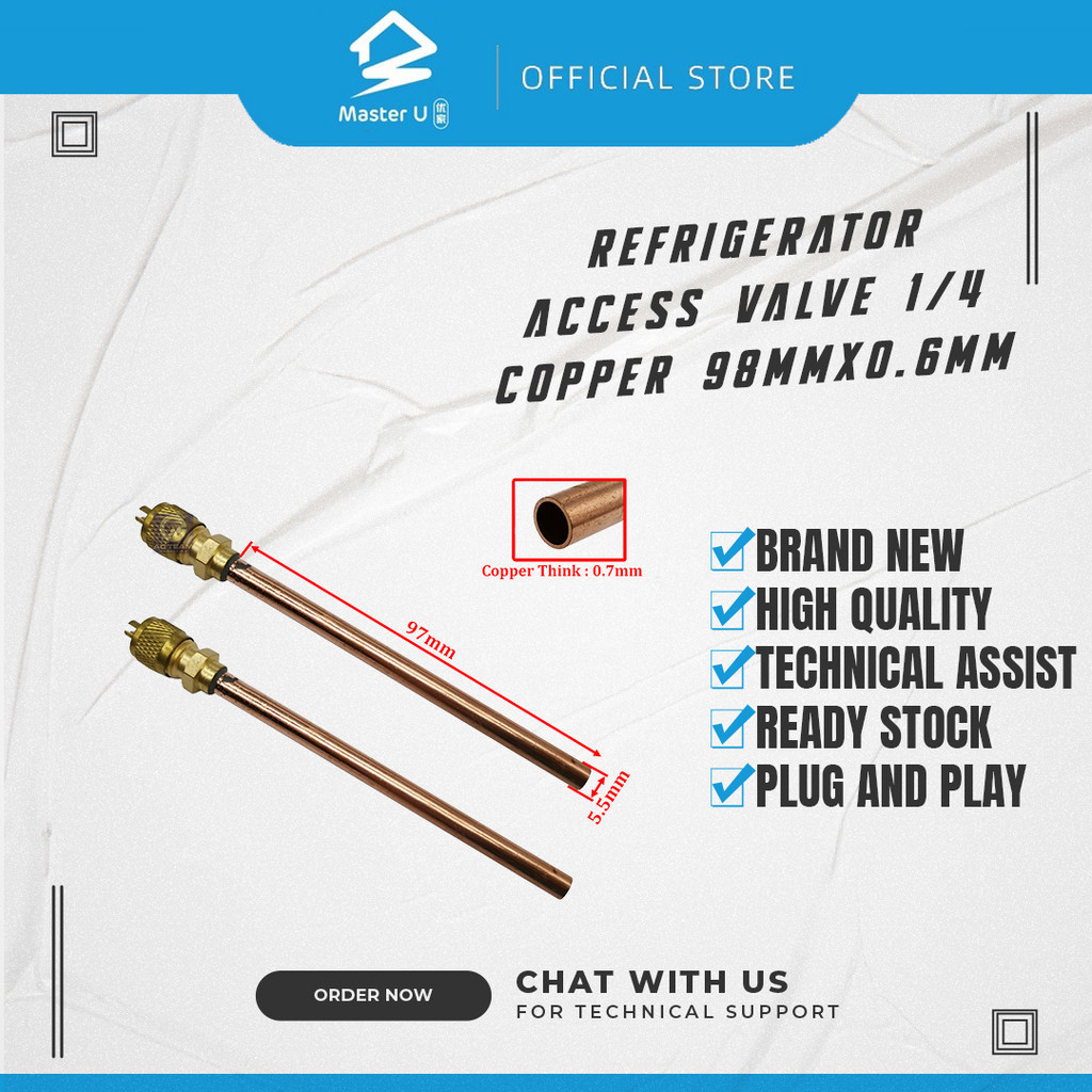 Access Valve 1/4 Refrigerator - 98MM X 0.6MM Aircond Access Valve Peti ...